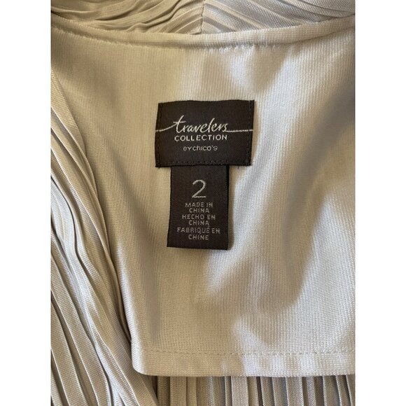 Chico's Travelers Chevron Pleated Jacket, Seagull Gray Women's Size 2 (L) - Picture 10 of 12